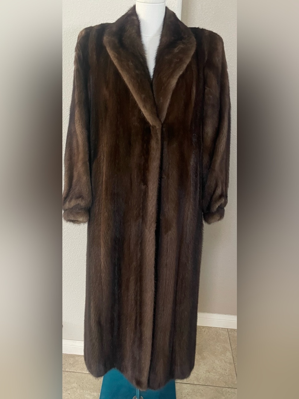 Harper’s Furs Natural Lunaraine Mink Coat Full Length Shawl Collar Medium - Picture 3 of 11